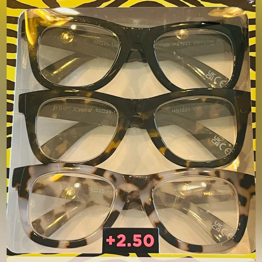 Betsey Johnson Set 3 Readers Reading Glasses (+2.5) NEW